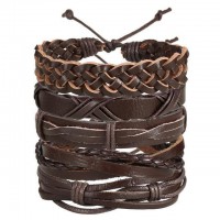 Braided Leather Stackable Bracelet [Place of 5] [8 Variations]