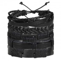 Braided Leather Stackable Bracelet [Place of 5] [8 Variations]