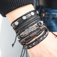 Braided Leather Stackable Bracelet [Place of 5] [8 Variations]