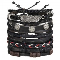 Braided Leather Stackable Bracelet [Place of 5] [8 Variations]