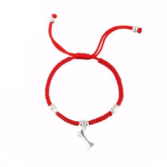 Silver Bone Charm Lucky Red Rope Bracelet
