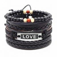 4-in-1 Bead Leather Bracelet Set [Set of 4] [14 Variants]