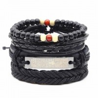 4-in-1 Bead Leather Bracelet Set [Set of 4] [14 Variants]