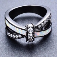 Glimmery White Blaze Opal Ring